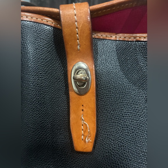 Dooney & Bourke Large Leather Shoulder Tote - Black with Striped interior
. - Picture 12 of 14